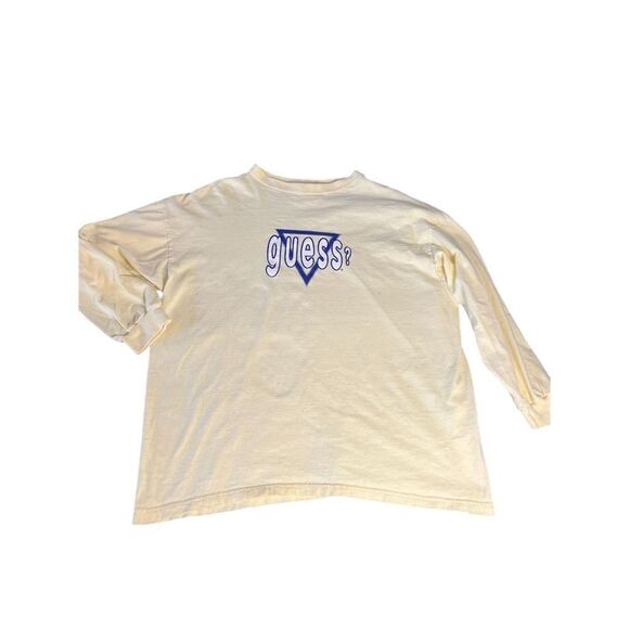 Vintage Guess Originals Cream Graphic T-Shirt Unisex Long Sleeve‎ Retro 90s Y2K - Picture 1 of 10